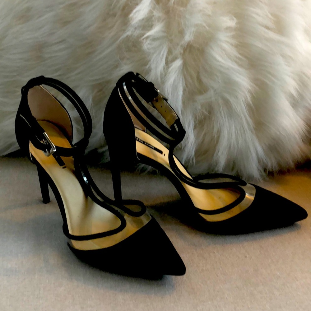 Zara Black Suede T-Strap Heels